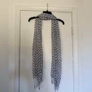 Elegant Black and White Polka Dot Scarf NWT
